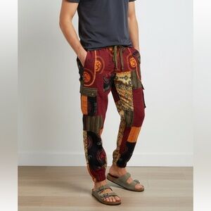 Rising International Funky Festive‎ Multicolor Patchwork Men's Pants XL Unisex